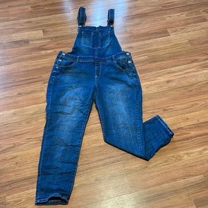 Cute blue Jean overalls for women.